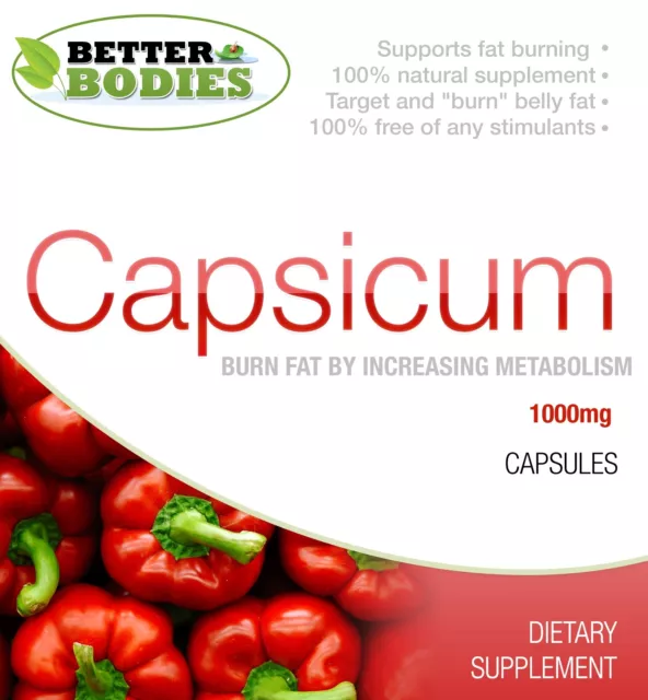 Capsicum 1000mg Chilli Weight Loss Diet Fat Burner Slimming Pills Capsules