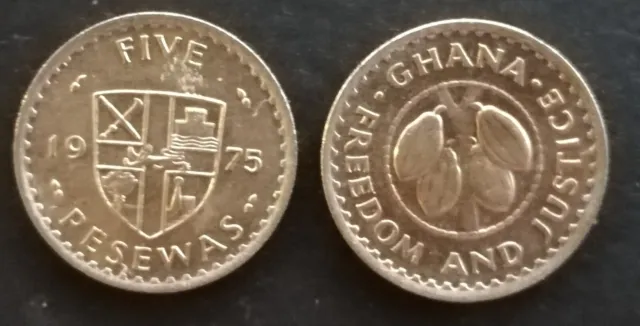 Ghana Coin  1975  Five Pesewa Circl.