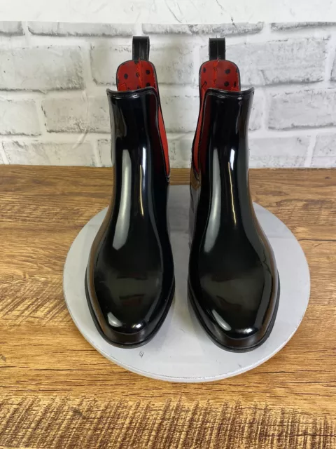 Lauren Ralph Lauren Rain Boots Black And Red Tally-Bo-Rai Size 7