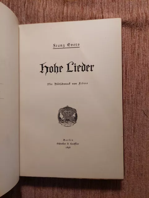 Evers HOHE LIEDER 1896 illustr. FIDUS Lebensreform LEDER HANDEINBAND Jugenstil 6
