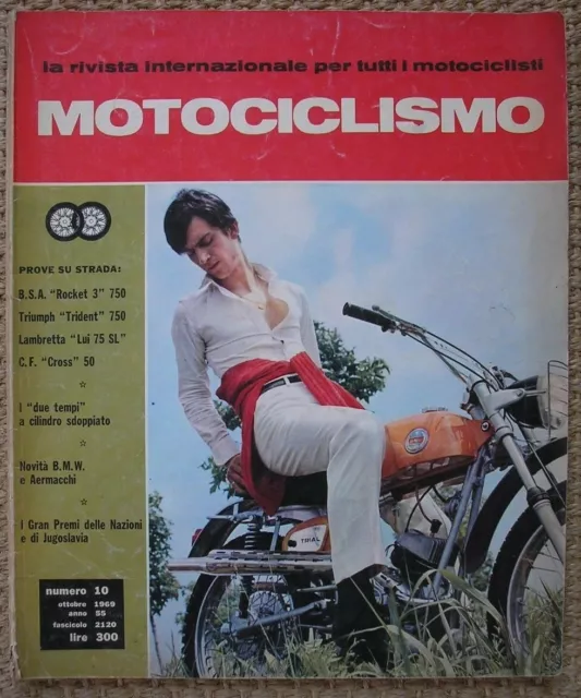 Motociclismo 10 1969 Poster Visenzi Bsa Rocket 750 Lambretta Lui 75 Cf Cross 50