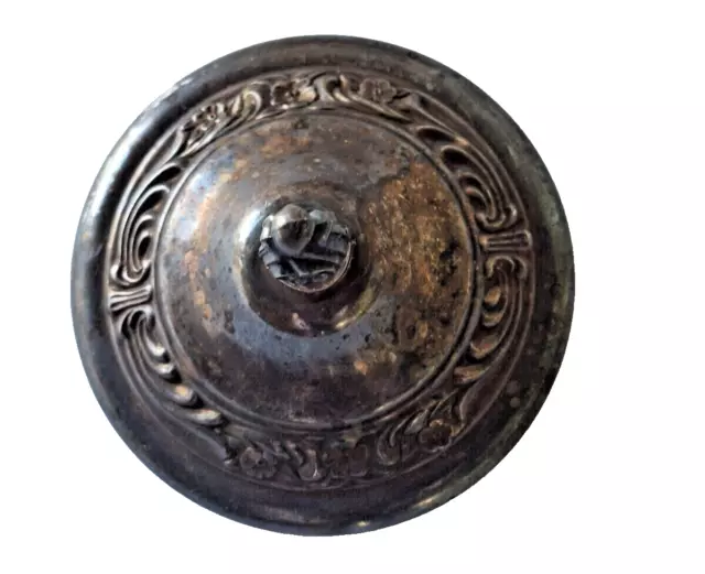 ANTIQUE original Victorian PICKLE CASTOR LID only SILVER PLATE metal bead 3"
