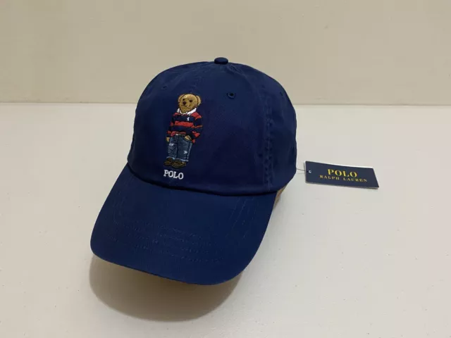Polo Ralph Lauren Polo Bear Cap Hat Mens New w/ Tags One Size Navy Blue Cotton