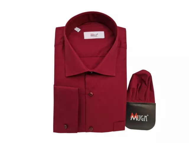 Camicia uomo con foulard manica lunga 39/40 tg. M rosso vino