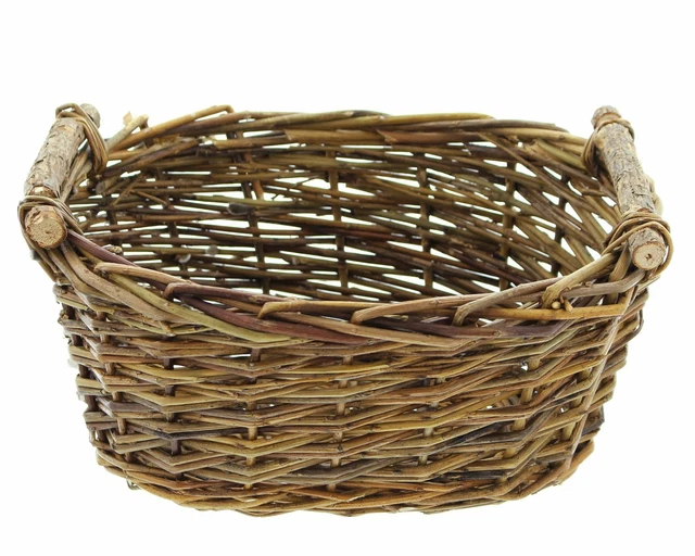 Spar-Set 2x Füllkorb " Manico IN Legno ",Piccolo Cesto Intessuto Natura