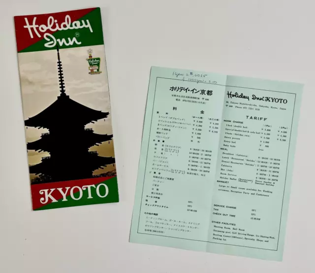 1960s Holiday Inn Kyoto Japan Vintage Hotel Travel Brochure City Map Japanese