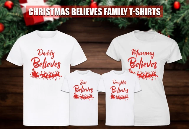 T-Shirt Weihnachten Familie passend Kinder & Erwachsene glaubt Tops Neuheit Weihnachtsgeschenk
