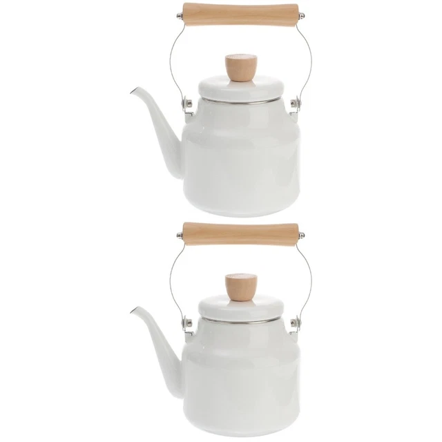 2x Stovetop Coffee Kettle Enamel Kettle Hot Tea Pot