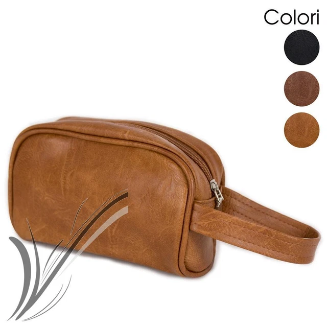 Pochette Da Polso In Ecopelle - Borsello Uomo/Donna 12x20x7 Cm, Con Cinturino, Ideale Per Viaggi E Porta Oggetti - Foto 3