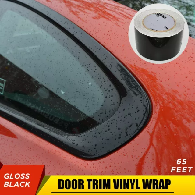 65' 3" Gloss Black Vinyl Wrap Roll Sheet Film For Door Trim Tint Chrome Delete