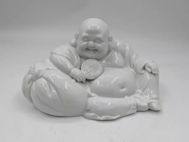 11 " Chinese Blanc De Chine Dehua Porcelain   Big belly Smiling Buddha Statue