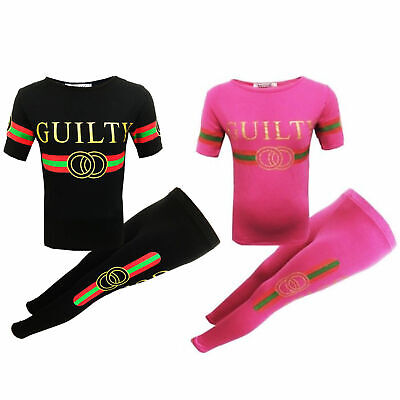 New Childrens Girls Kids Guilty Tracksuit Leggings & Top Set Age 7-13 Years