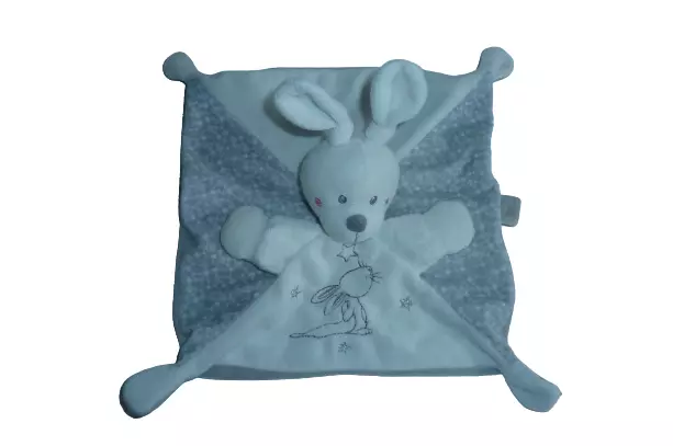Doudou lapin plat blanc gris Nicotoy Simba Toys