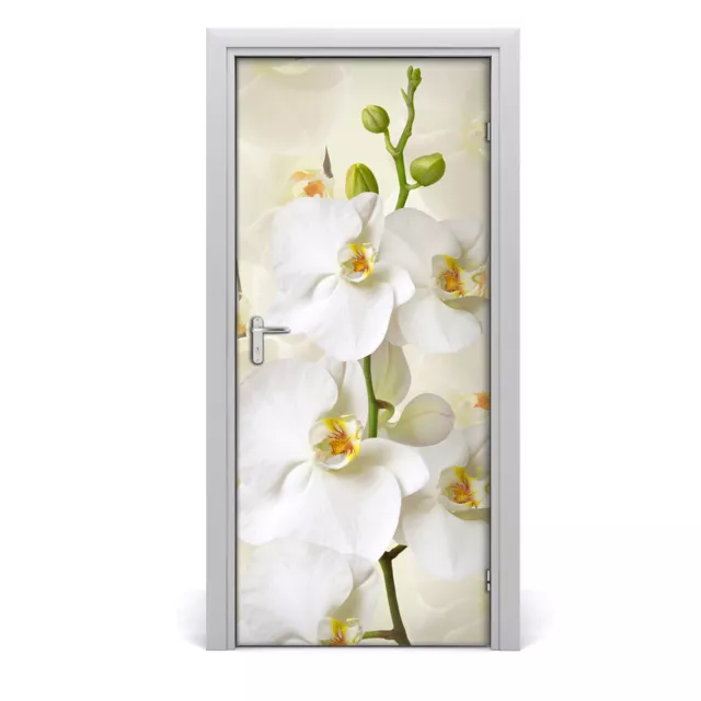 Pegatinas Para Puertas 95x205 cm Calcomanías de pared orquídeas blancas
