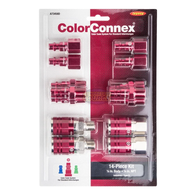 Legacy Industrial Type D A73458D 14 Pc 1/4" Inch Red Coupler / Plug Kit Set New