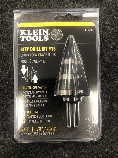 Klien Tools Step Drill Bit #15 Double Fluted 7/8 to 1-3/8-Inch KTSB15 - NEW