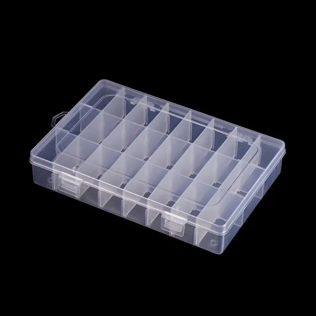 Caja de almacenamiento transparente de 24 rejillas bordado plástico bobinas de hilo dental órganos de cuentas F3