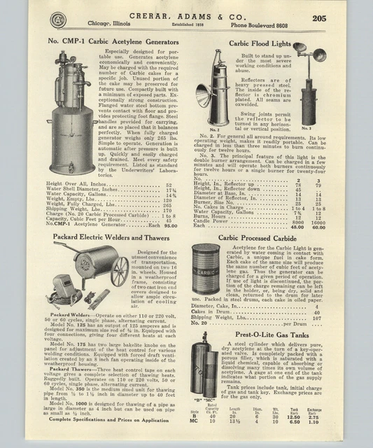 1937 PAPER AD Carbic Acetylene Generator Floodlight Packard Welder Sellstrom