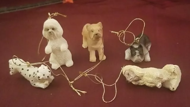 Cute Vintage Miniature Tiny Dog Figurines Ornaments - lot of 5