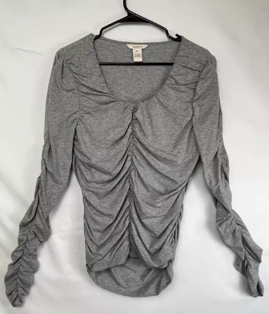 Sundance Women's Size Medium Ruched Front and Sleeves Scoop Neck Long Sleeve Top