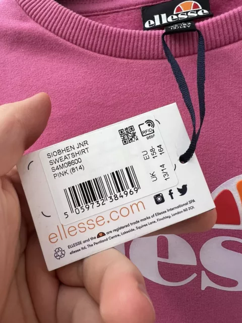 Felpa Ellesse Maglione Ragazze Rosa Siobhen Bambini Ragazzi Taglia 13/14 Anni 3