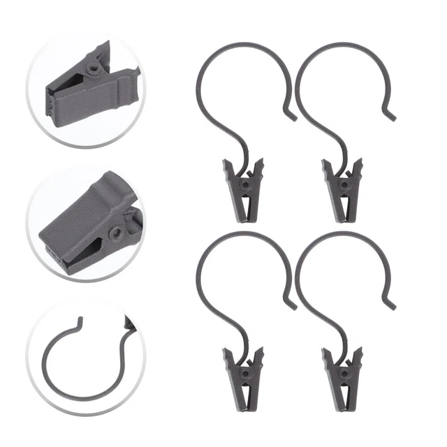 8 piezas Colgantes de cortina de metal Gancho Clip Ganchos de imagen negros Ganchos para exteriores Toldo