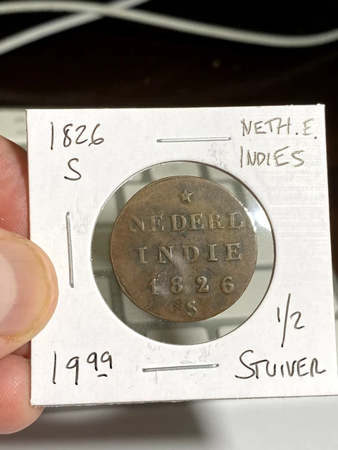 1826 S Dutch East Indies 1/2 Stuiver