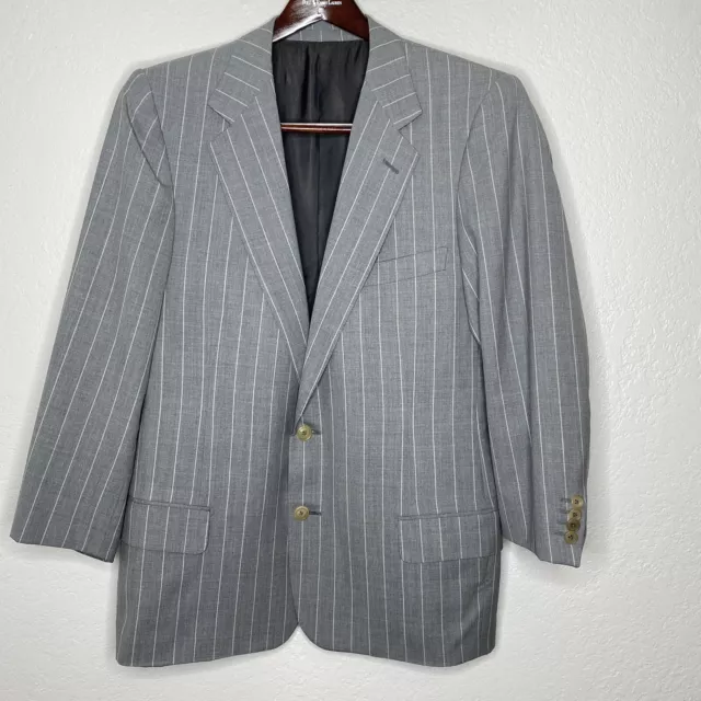 Ermenegildo Zegna Suit Jacket Mens 48R Gray Wool 15 Milmil 15 Stripe 7 R 58