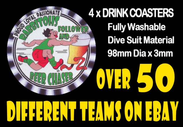 4 x RABBITOHS SOUTH SYDNEY OR OTHER FOOTBALL RUGBY LEAGUE DRINK COASTERS