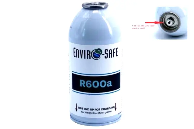 Envirosafe R600a "HC" Modern Organic Coolant, 6 oz. can 7/16" Self-Sealing K28