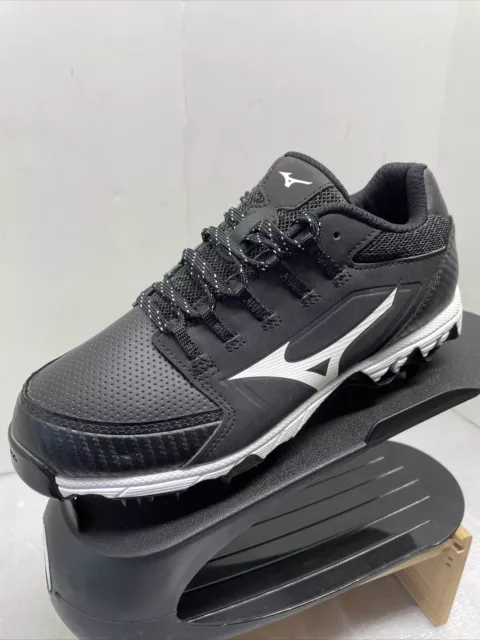 Women's 7 Mizuno 9-Spike Swift 6 Metal Softball Cleats, Black White NEW No Box