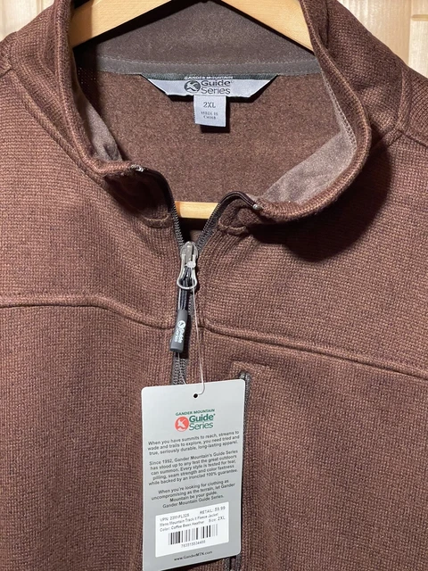 Gander Mountain Guide Series Fleece Jacket Men's 2XL Brown Full Zip ^