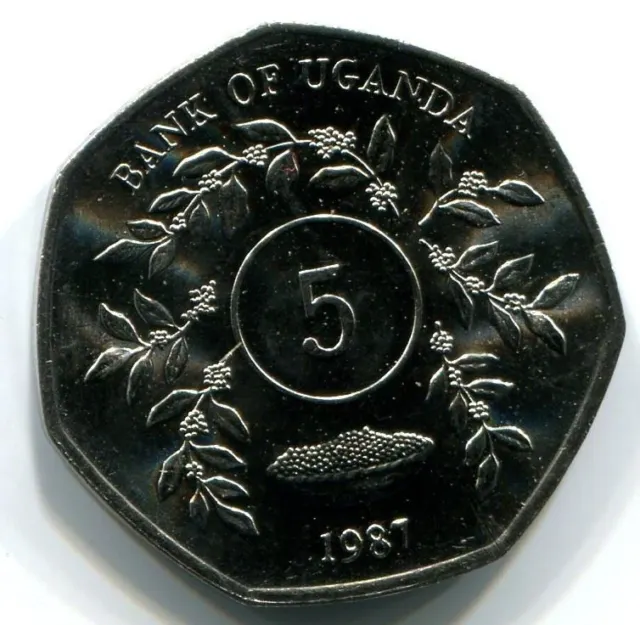 5 SHILLINGS 1987 UGANDA UNC Coin #W11147C