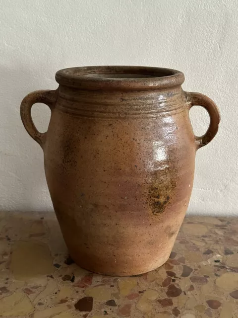 Antique French Medium/Large Earthenware terracotta Confit/Olive Pot