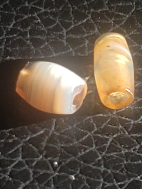 2 Ancient Clear Banded Agate Beads 6mm×4mm