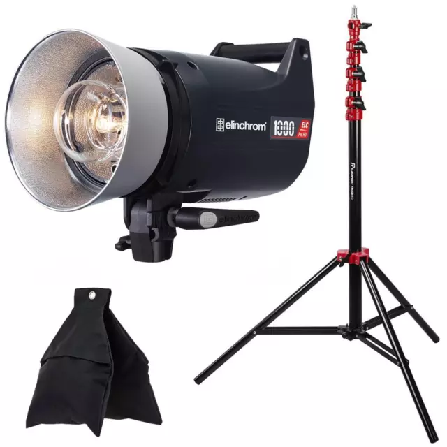 Elinchrom ELC Pro HD 1000 1000W/s Compact Flash Head with 9.5' Stand  Sand Bag
