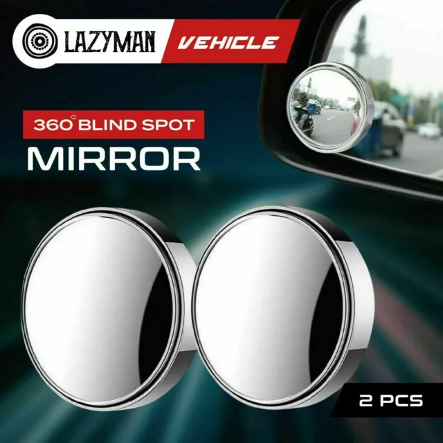 2 Pcs Silver Blind Spot Mirror Wide Angle Convex Glass Rear View Car Adjustable