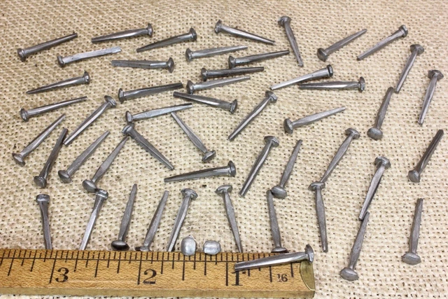1” Square NAILS 50 quantity round small domed head brads vintage antique rustic
