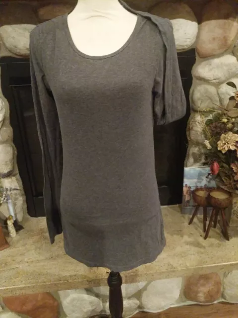 Cute Hard Tail  Long-Sleeve Skinny Gray Casual T-Shirt Top Medium Great Cond