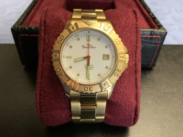 Montre DiamStars Femme Plaquée Or – Cadran Diamants, Chronographe – Excellent état, Avec Boîte