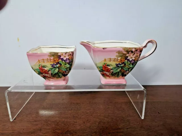Beautiful Royal Winton Grimwades Ascot Open Sugar & Creamer Set - Porcelain