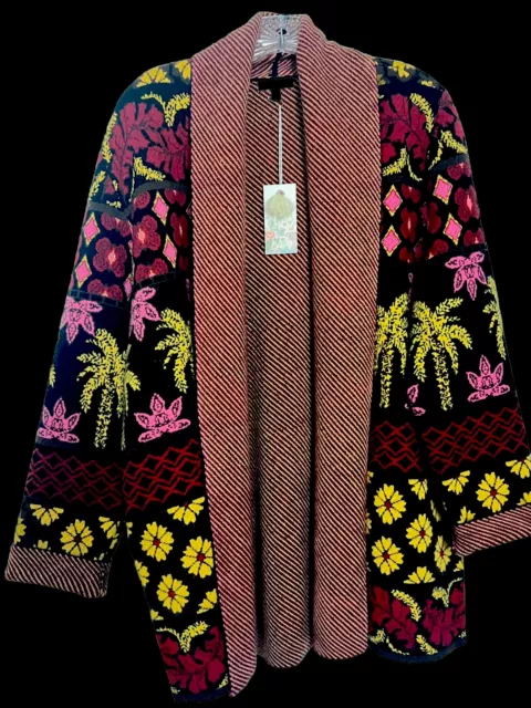 NWT $478 Johnny Was Parker Cardigan Insulating Cashmere Wool Blend Multi  XL