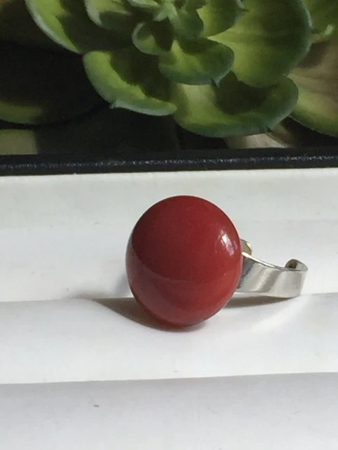 Red Glass statement ring - CHunky Large Ring, Round  Adjustable jewellery ring