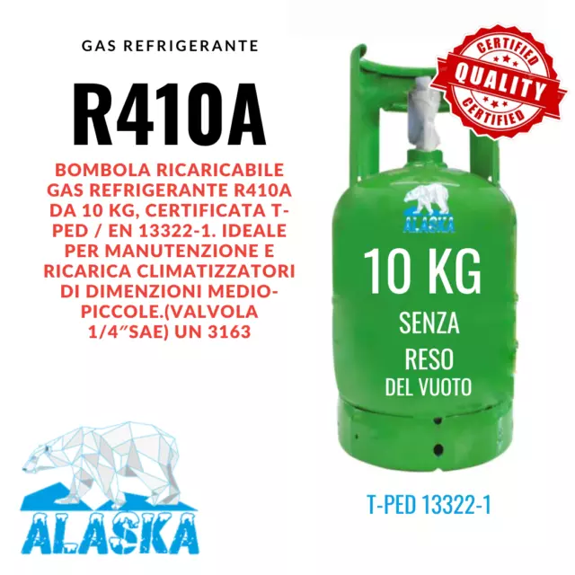 BOMBOLA GAS R410A   PER CLIMATIZZATORI  10kg UN3163