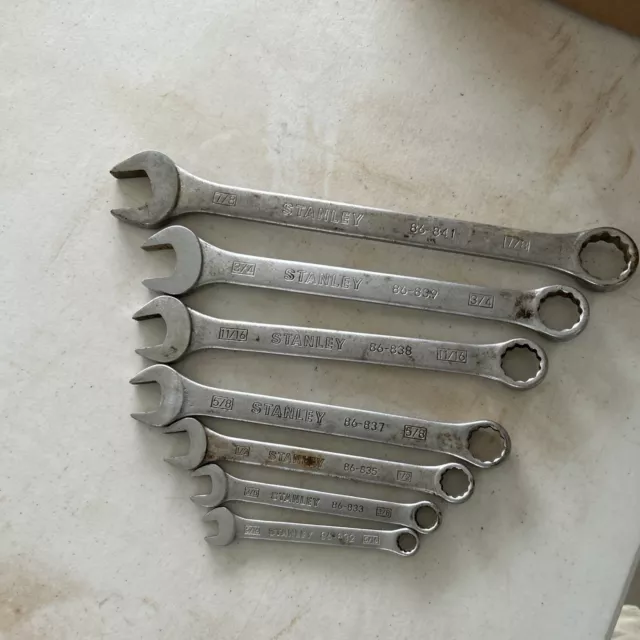 Stanley Open End Wrench Set Lot Of 7 Pcs 7/8” 3/4” 11/16” 5/8” 1/2” 3/8” 5/16”