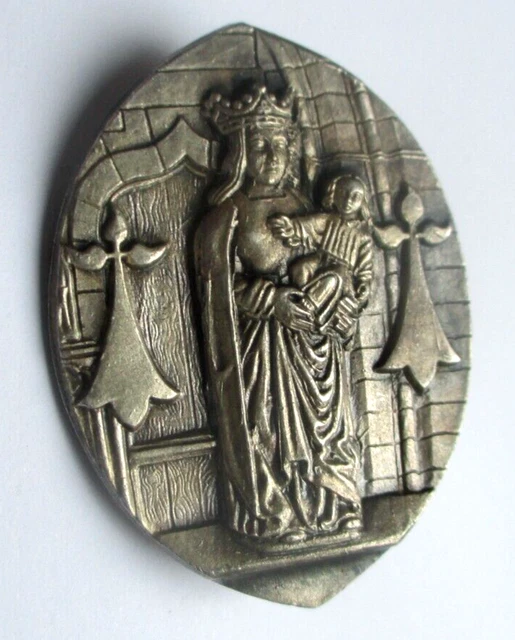Broche Ancienne Hermine Anne De Bretagne - Métal Argenté - Bijou Fantaisie Vintage - Occasion