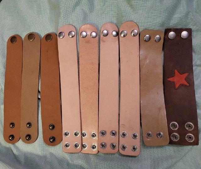 9 Leather assorted Cuffs Bracelet Wristband Blanks w/ Snaps