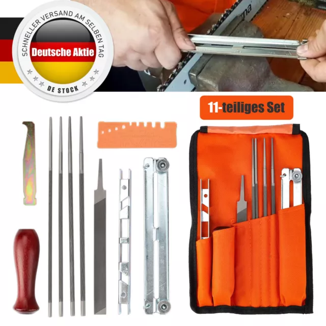 11pcs Feilen Set Schärfset Feile Tasche Für Motorsäge Kette Kettensägen Schärfen