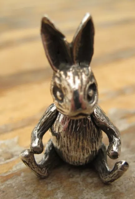 A Very Sweet Articulated Solid Silver 925 Miniature Rabbit / Bunny Rabbit