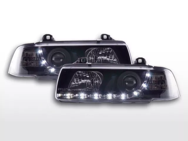 Faro Daylight LED DRL look BMW Serie 3 Coupé, tipo Cabrio E36 92-98 nero